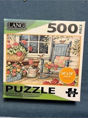 Lang jigsaw puzzle rocking chair 500 piece floral